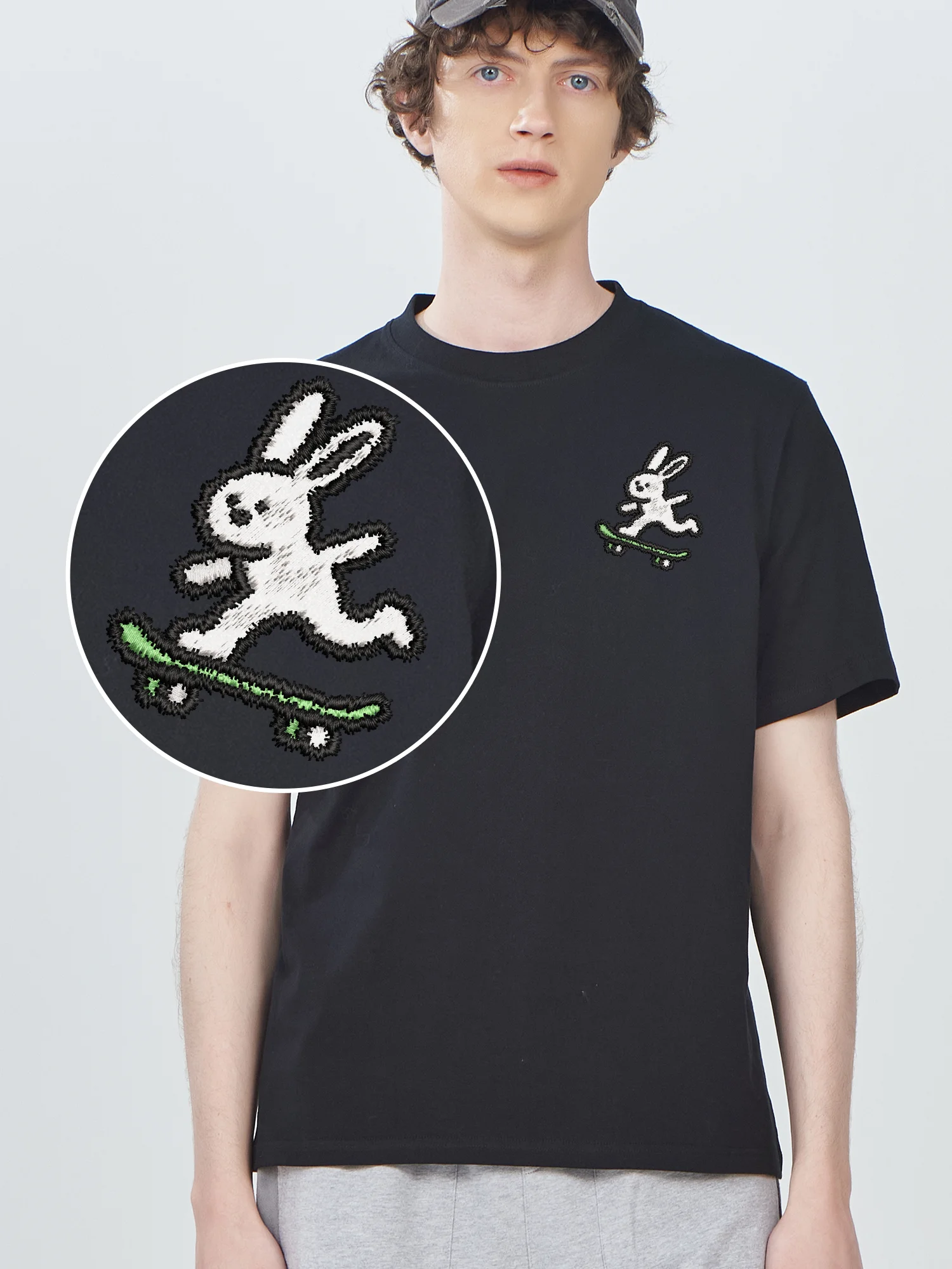 Cute Rabbit Skateboarding Embroidered Tshirts Casual Fashion Unisex Crew Neck Embroidery Short Sleeve Cotton Tees
Cute Rabbit Skateboarding Embroidered Tshirts Casual Fashion Unisex Crew Neck Embroidery Short Sleeve Cotton Tees