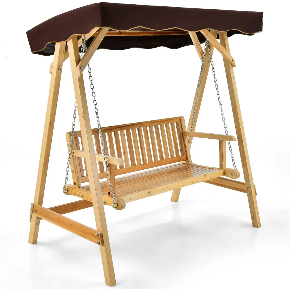 Tangkula Wooden Porch Swing, 2 Person A-Frame Outdoor Swing with Adjustable Canopy, Armrests, Adjustable Hanging Chain, Patio
Tangkula Wooden Porch Swing, 2 Person A-Frame Outdoor Swing with Adjustable Canopy, Armrests, Adjustable Hanging Chain, Patio
