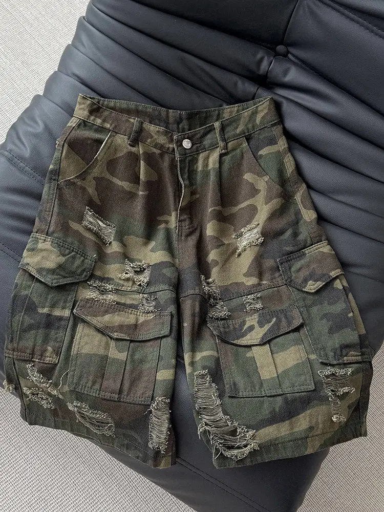 Summer Ripped Camouflage Denim Shorts American Casual Fashion Retro Street Style Outdoor Multi Pocket Men's Fringed Shorts
Summer Ripped Camouflage Denim Shorts American Casual Fashion Retro Street Style Outdoor Multi Pocket Men's Fringed Shorts