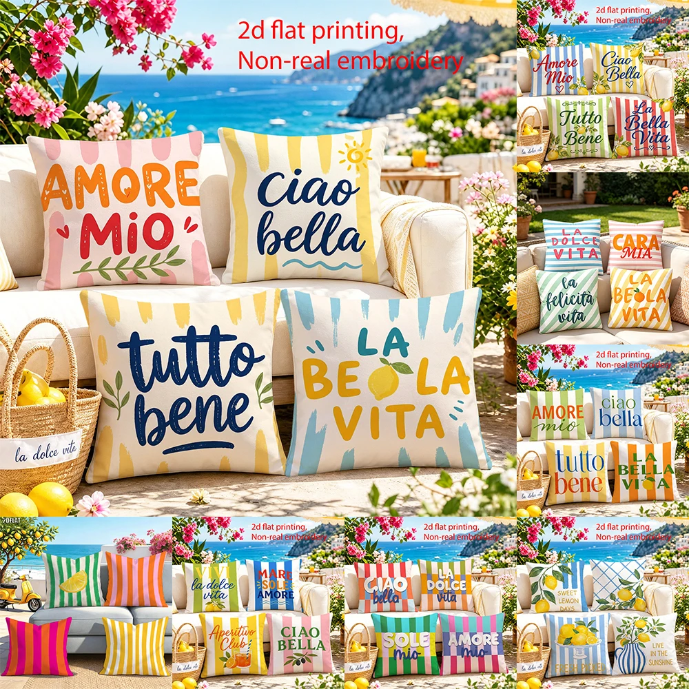 4pcs Italian striped "Ciao Bella" pillow cover outdoor terrace decoration cushion cover home bedroom decoration pillowcase
4pcs Italian striped "Ciao Bella" pillow cover outdoor terrace decoration cushion cover home bedroom decoration pillowcase