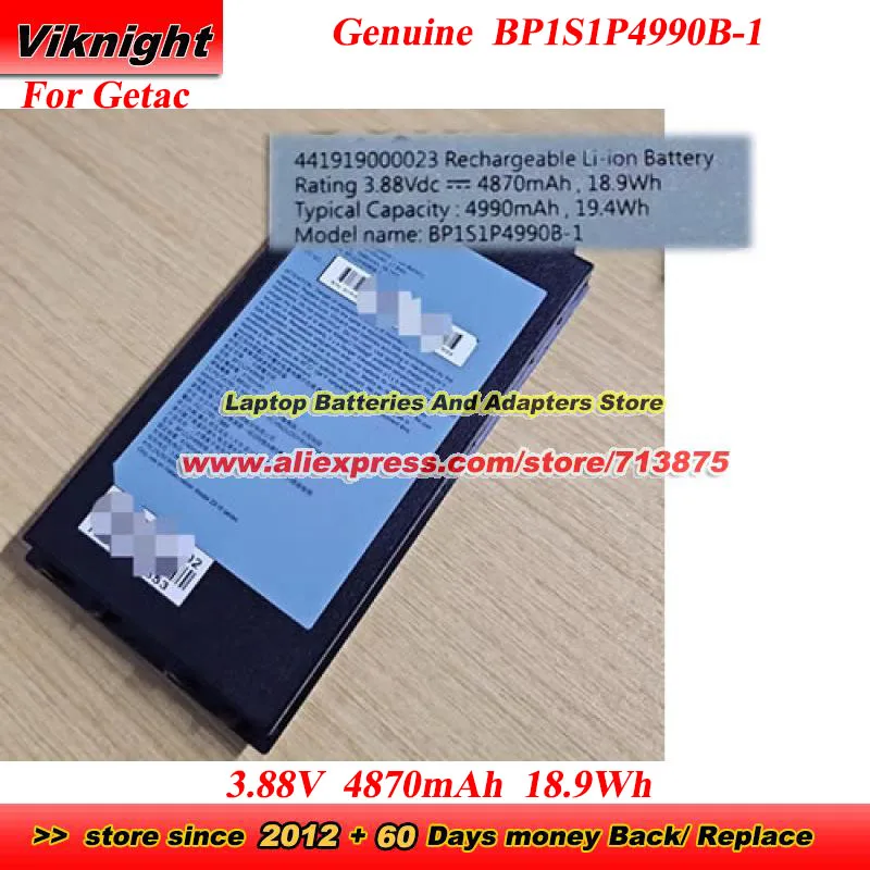 Genuine 441919000023 BP1S1P4990B-1 Battery for Getac 3.88V 4870mAh 18.9Wh 4990mAh 19.4Wh
Genuine 441919000023 BP1S1P4990B-1 Battery for Getac 3.88V 4870mAh 18.9Wh 4990mAh 19.4Wh