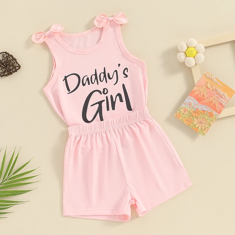 Little Girl Summer Clothes Letter Print Sleeveless Round Neck Bow Tank Tops Solid Color Shorts 2PC Casual Outfit
Little Girl Summer Clothes Letter Print Sleeveless Round Neck Bow Tank Tops Solid Color Shorts 2PC Casual Outfit