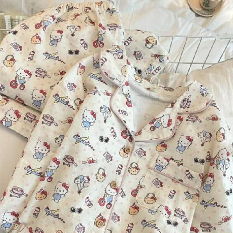 Комплект пижам Sanrio Hello Kitty: хлопковый кардиган и брюки для женщин, с длинным рукавом, весна-осень, для дома и общежития, новая верхняя одежда, ночная одежда
Комплект пижам Sanrio Hello Kitty: хлопковый кардиган и брюки для женщин, с длинным рукавом, весна-осень, для дома и общежития, новая верхняя одежда, ночная одежда