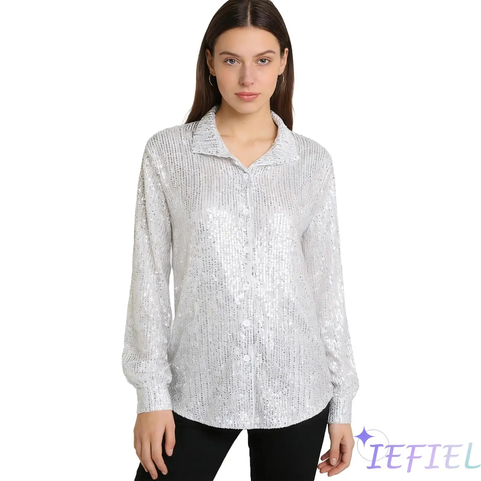 Женская блузка из сетки с пайетками, с отложным воротником, длинными рукавами и прозрачным дизайном, на пуговицах, кардиган-рубашка для вечеринок и мероприятий
Женская блузка из сетки с пайетками, с отложным воротником, длинными рукавами и прозрачным дизайном, на пуговицах, кардиган-рубашка для вечеринок и мероприятий