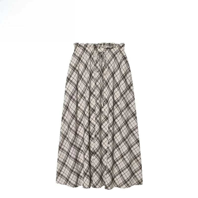 Fashionable Plaid Midi Skirt Women's High Waist A-Line Loose Fit Spring Summer Polyester Fiber Printed Zipper Detail
Fashionable Plaid Midi Skirt Women's High Waist A-Line Loose Fit Spring Summer Polyester Fiber Printed Zipper Detail