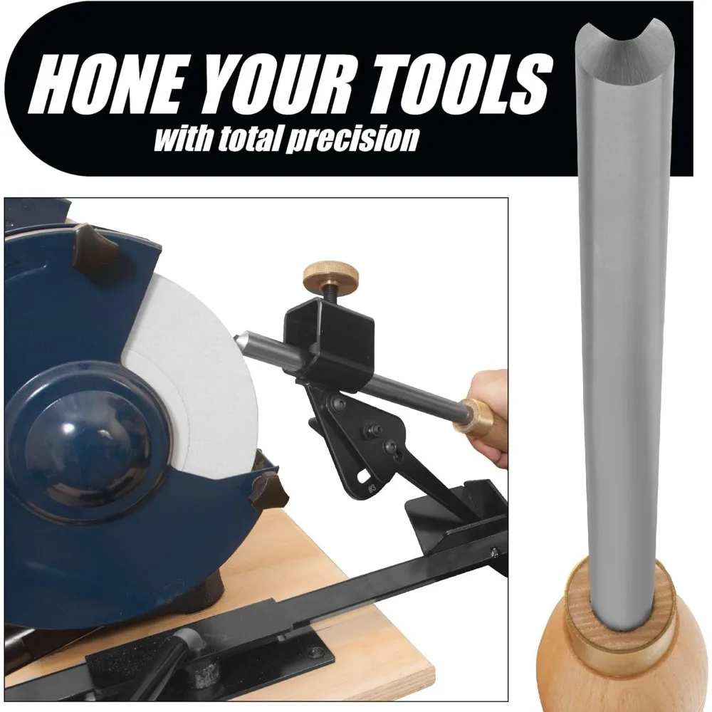 Sharpening System for 8 Inch Grinders to Sharpen Lathe Turning Tools, Chisels, Skews, Bowl Spindle Gouges
Sharpening System for 8 Inch Grinders to Sharpen Lathe Turning Tools, Chisels, Skews, Bowl Spindle Gouges