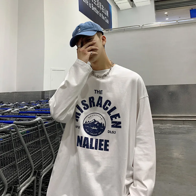 Loose Long Sve Men's T-irt Autumn Faion Hong Kong Sle Base irt Large Size Men's Clothing Print Youth Trend
Loose Long Sve Men's T-irt Autumn Faion Hong Kong Sle Base irt Large Size Men's Clothing Print Youth Trend