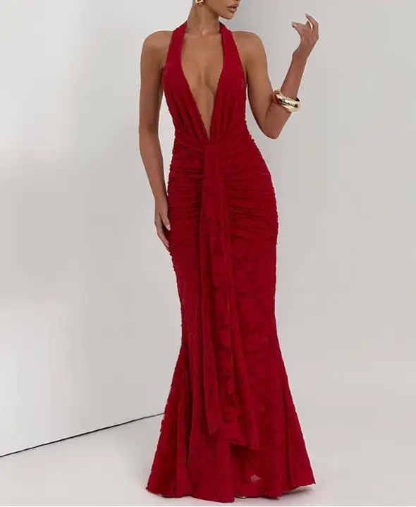 Women's 2025 New Sexy Deep V-Exposed Backpack Hip Dress with Lace Up Pleated Fish Tail Long Skirt, Gorgeous Socialite Dress
Women's 2025 New Sexy Deep V-Exposed Backpack Hip Dress with Lace Up Pleated Fish Tail Long Skirt, Gorgeous Socialite Dress