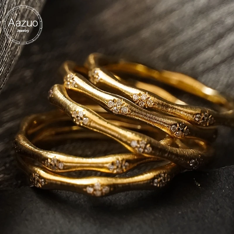Aazuo Fine Jewelry Real 18K Yellow Gold Natural Diamonds Women's Birthday Party Rings Lovely Bamboo Joint Shape AU750
Aazuo Fine Jewelry Real 18K Yellow Gold Natural Diamonds Women's Birthday Party Rings Lovely Bamboo Joint Shape AU750