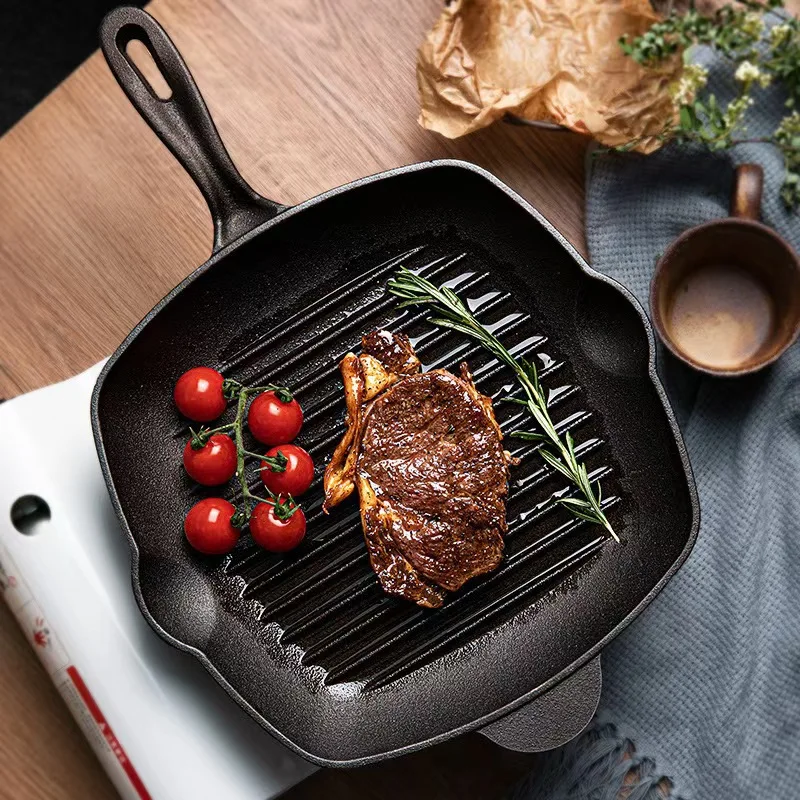 Hxl cast iron skillet - striped steak pan - non-stick iron frying pan for home use (uncoated)
Hxl cast iron skillet - striped steak pan - non-stick iron frying pan for home use (uncoated)
