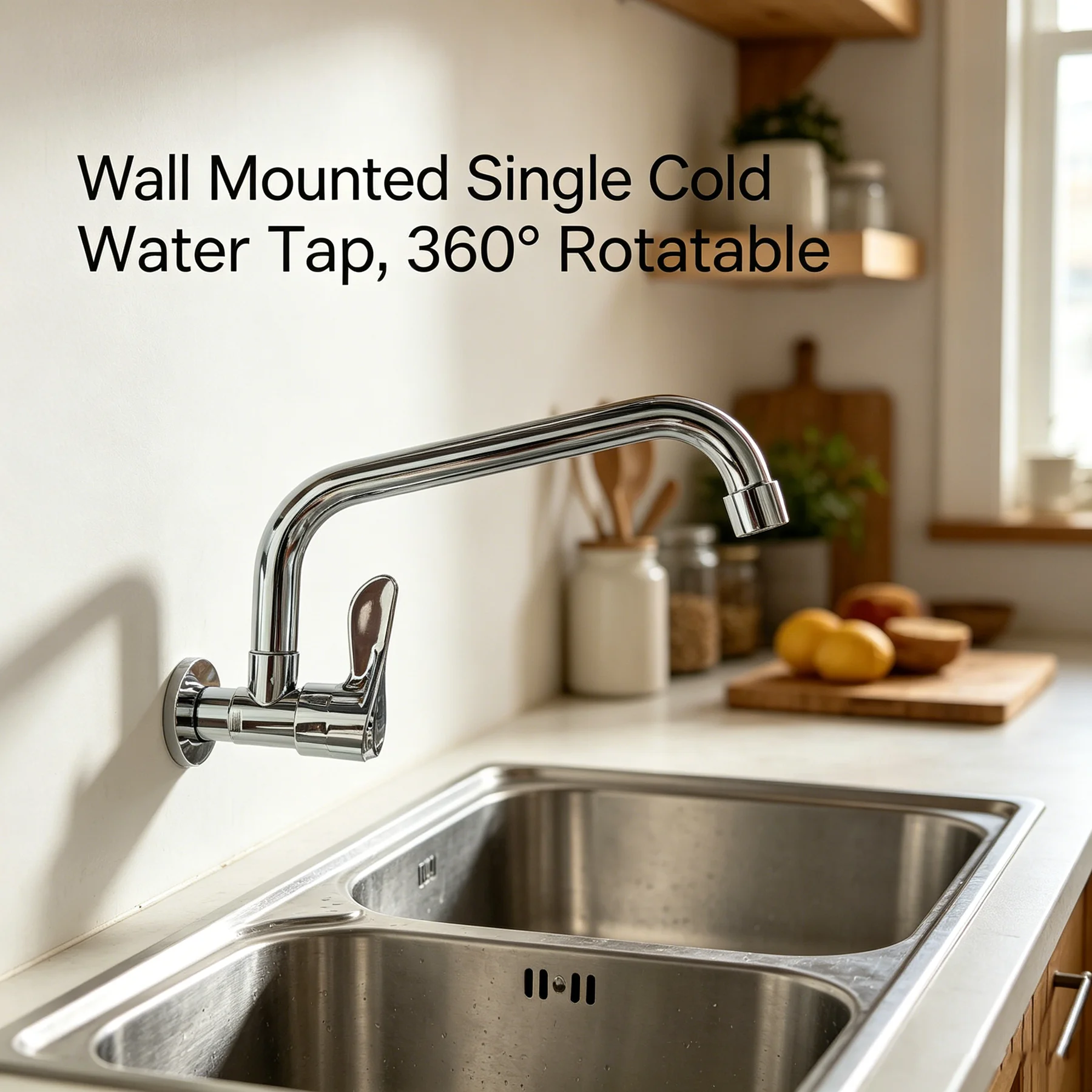 Wall-Mounted Single Cold Water Tap 360° Rotatable 4-Way Split Interface for Kitchen Sink
Wall-Mounted Single Cold Water Tap 360° Rotatable 4-Way Split Interface for Kitchen Sink