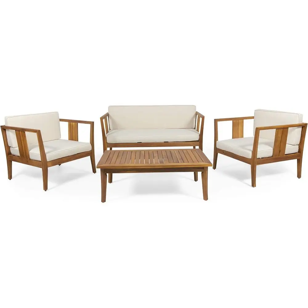 4 Seater Acacia Wood Chat Set, Teak and Beige Cushions
4 Seater Acacia Wood Chat Set, Teak and Beige Cushions