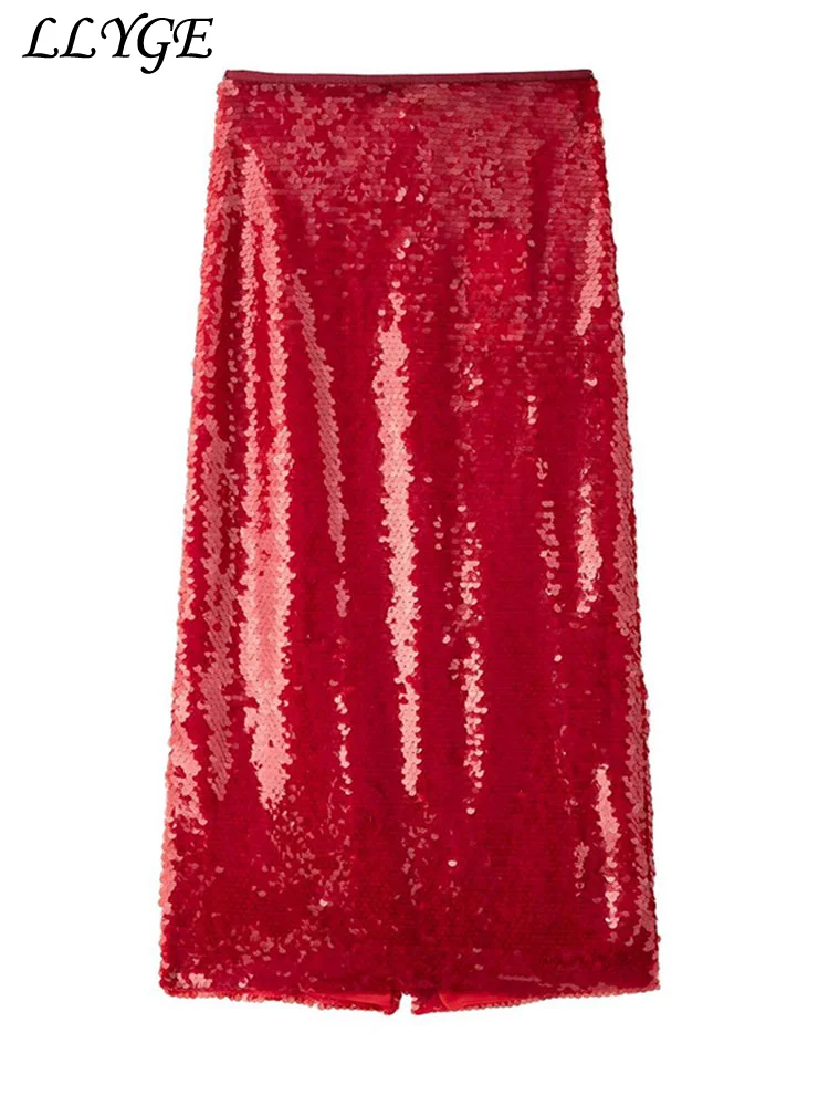 Street Women's Red Sequin Skirts Loose Glitter Elastic Waist Female Straight Skirts 2025 Lady Party Chic All-match Clothes
Street Women's Red Sequin Skirts Loose Glitter Elastic Waist Female Straight Skirts 2025 Lady Party Chic All-match Clothes