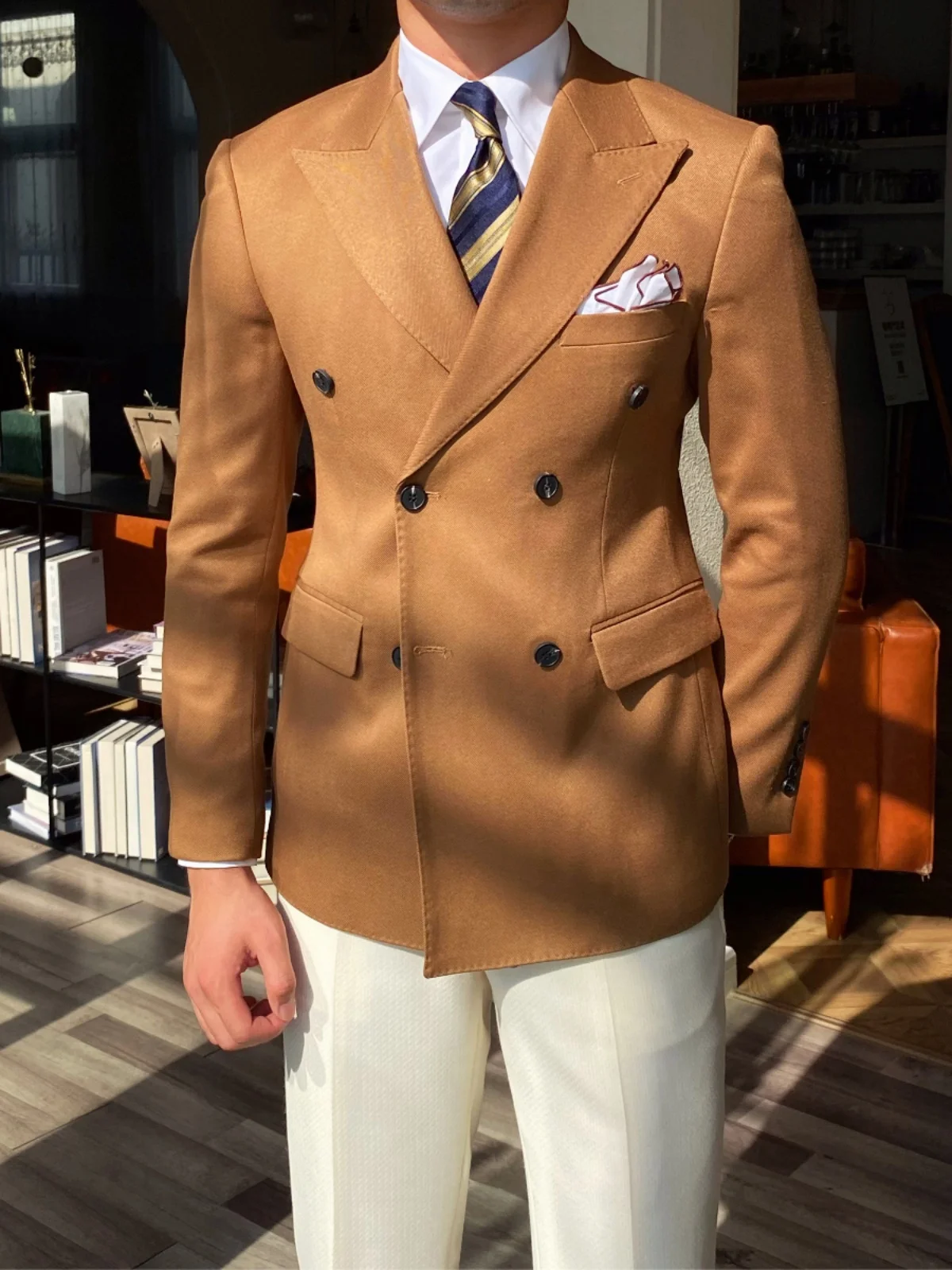 Mr. Deer Tee's Caramel Double-Breasted Suit Men's Slim Fit Color Busin Casual Commute Jaet Polyester Blend
Mr. Deer Tee's Caramel Double-Breasted Suit Men's Slim Fit Color Busin Casual Commute Jaet Polyester Blend