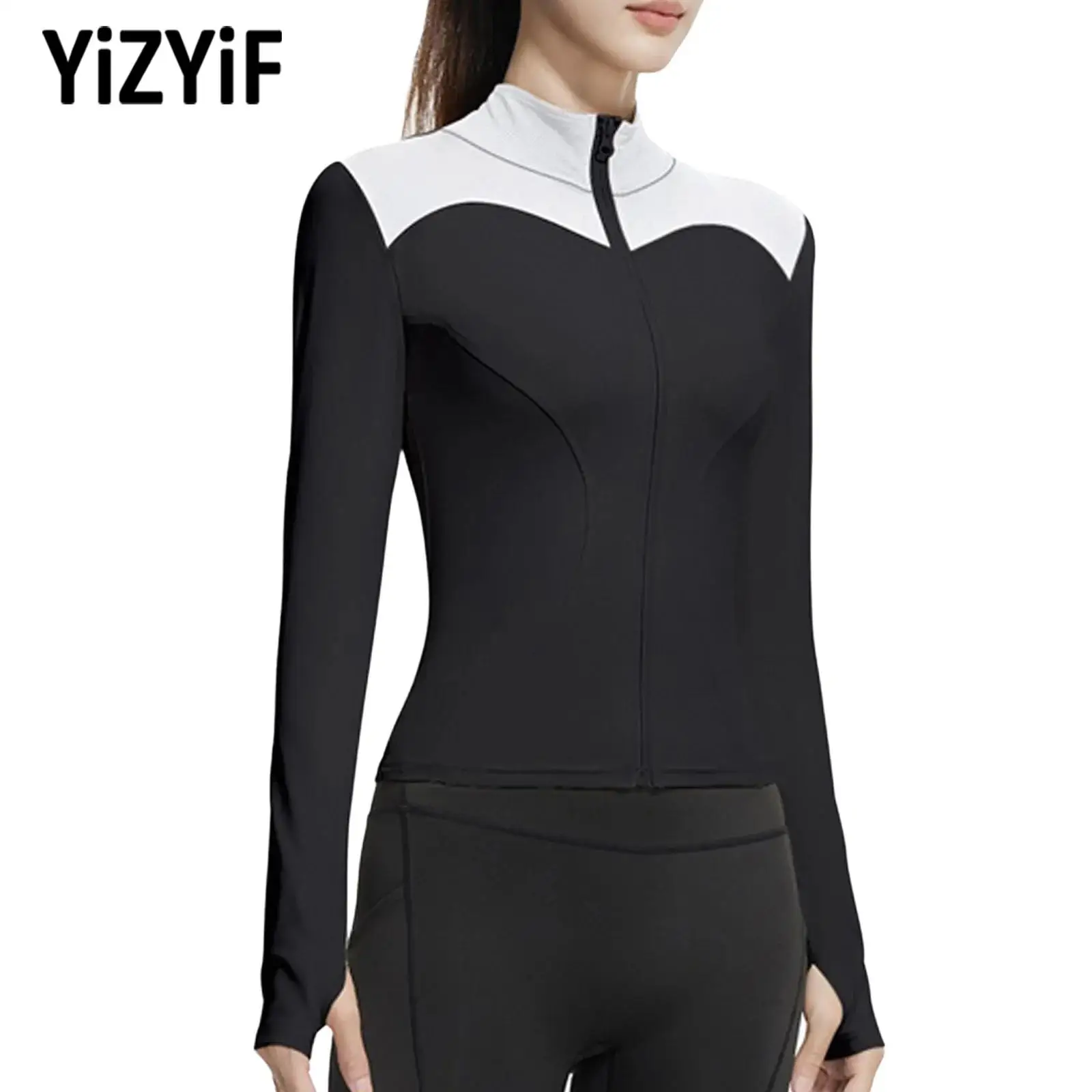 Cycling Tops for Women Contrast Color Jacket Yoga Workout Gym Fitness Sports Clothes Long Sleeves Finger Holes Zipper Sweatshirt
Cycling Tops for Women Contrast Color Jacket Yoga Workout Gym Fitness Sports Clothes Long Sleeves Finger Holes Zipper Sweatshirt