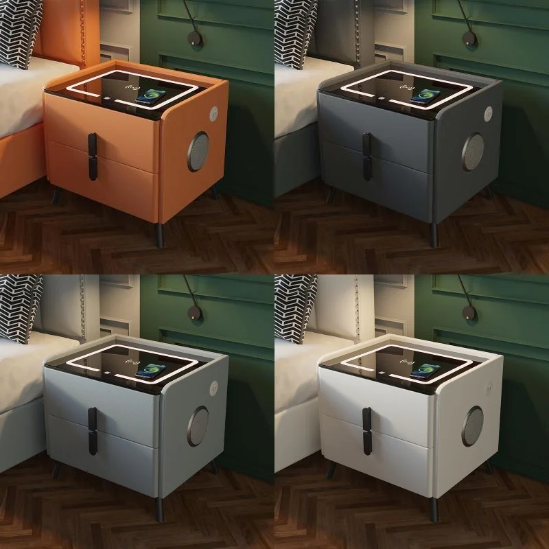 Wooden Smart Bedroom Nightstands Modern Style 2 Drawers Multifunction Storage Cabinet Faux Leather Bedside Table
Wooden Smart Bedroom Nightstands Modern Style 2 Drawers Multifunction Storage Cabinet Faux Leather Bedside Table