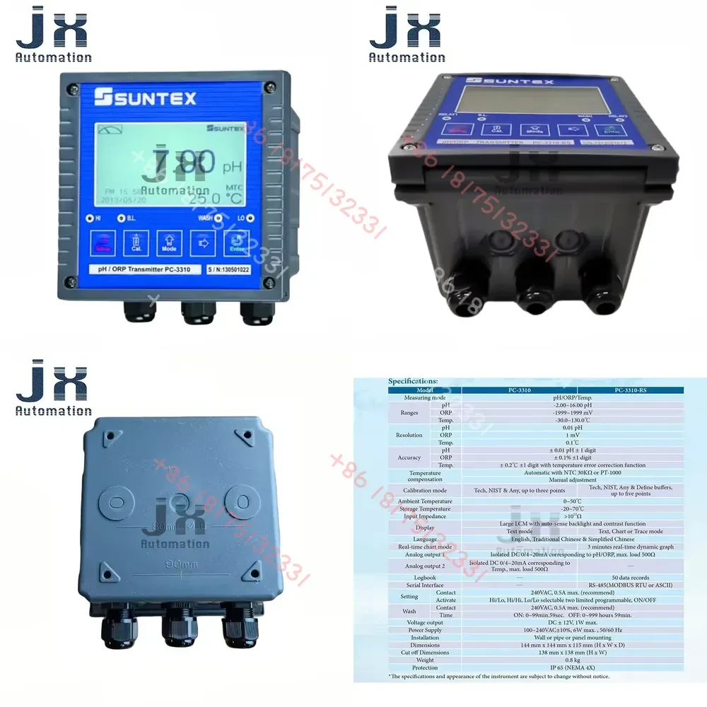Industrial PH/ORP Controller PC-3310 Online Water Quality Transmitter for Water Treatment Motor System
Industrial PH/ORP Controller PC-3310 Online Water Quality Transmitter for Water Treatment Motor System