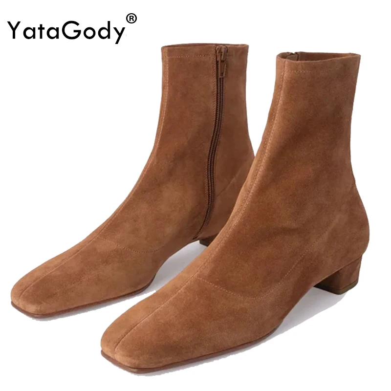 YATAGODY Size 34-43 Women Ankle Boots Suede Real Leather Zipper Thick Mid Heels Shoes Fall Winter 2025 Casual Office Daily Dress
YATAGODY Size 34-43 Women Ankle Boots Suede Real Leather Zipper Thick Mid Heels Shoes Fall Winter 2025 Casual Office Daily Dress
