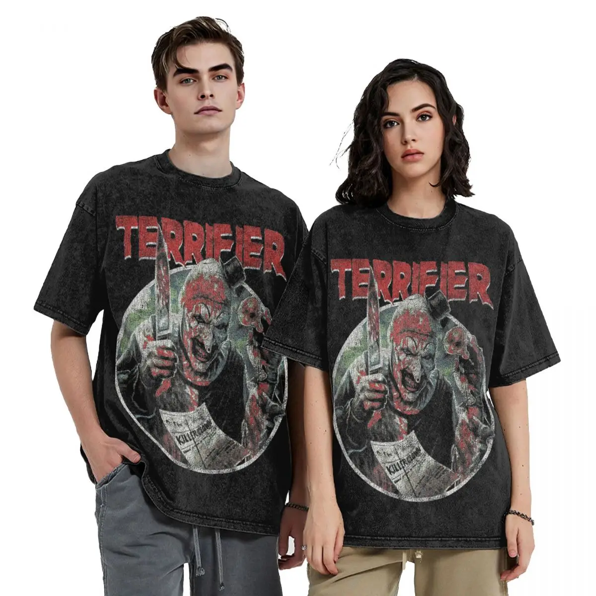 Graphic Printed Terrifier Horror Movie Shirt Outfit for Men Women Scary Washed Tees Oversize T-shirt
Graphic Printed Terrifier Horror Movie Shirt Outfit for Men Women Scary Washed Tees Oversize T-shirt
