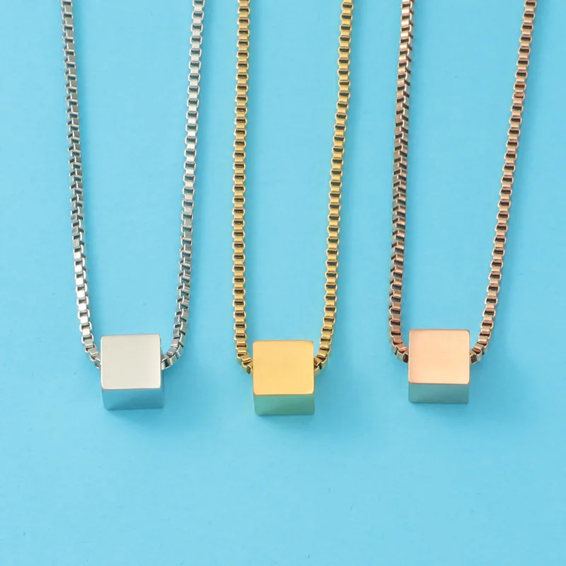 10pcs/Lot Stainless Steel Square Beads Pendant Necklaces Box Chain Gift Women Jewelry Accessories
10pcs/Lot Stainless Steel Square Beads Pendant Necklaces Box Chain Gift Women Jewelry Accessories