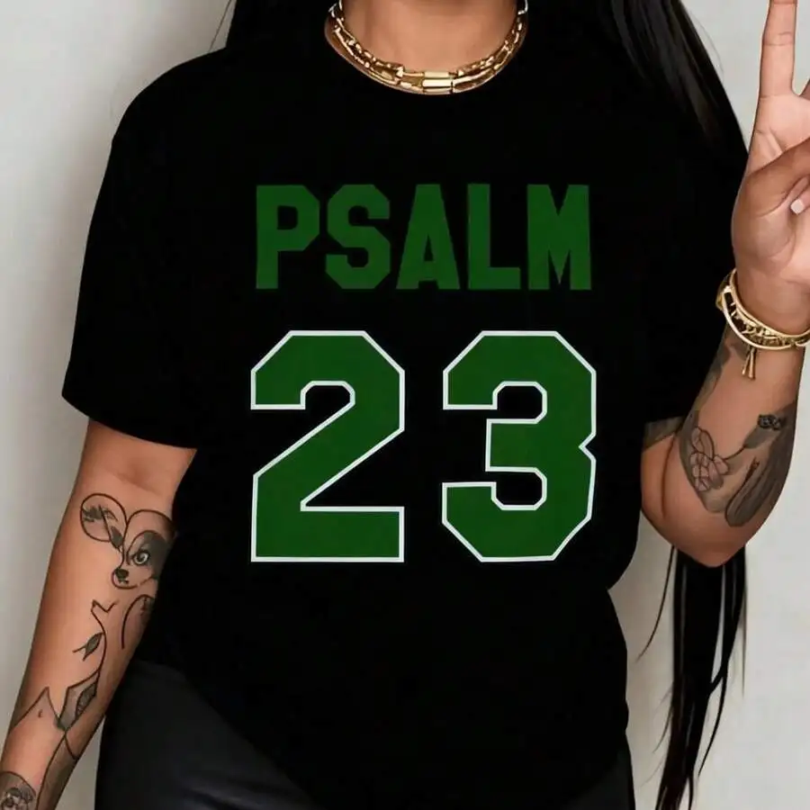 Womens Psalm 23 Bible Verse Print T-Shirt Green Lettering Casual Short Sleeve Round Neck Tee
Womens Psalm 23 Bible Verse Print T-Shirt Green Lettering Casual Short Sleeve Round Neck Tee