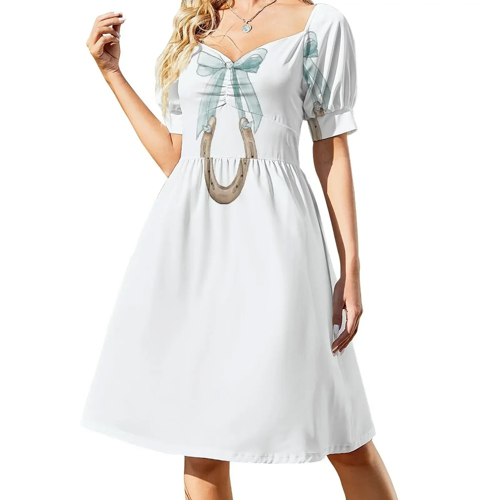 A Sweet Golden Horse Shoe with Bow detail Short-Sleeved Dress clothes for woman beach outfits for women dresses summer Dress
A Sweet Golden Horse Shoe with Bow detail Short-Sleeved Dress clothes for woman beach outfits for women dresses summer Dress
