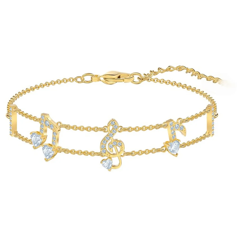 Gold Musical Notes Treble Clef Heart Crystal Bracelet for Women
Gold Musical Notes Treble Clef Heart Crystal Bracelet for Women