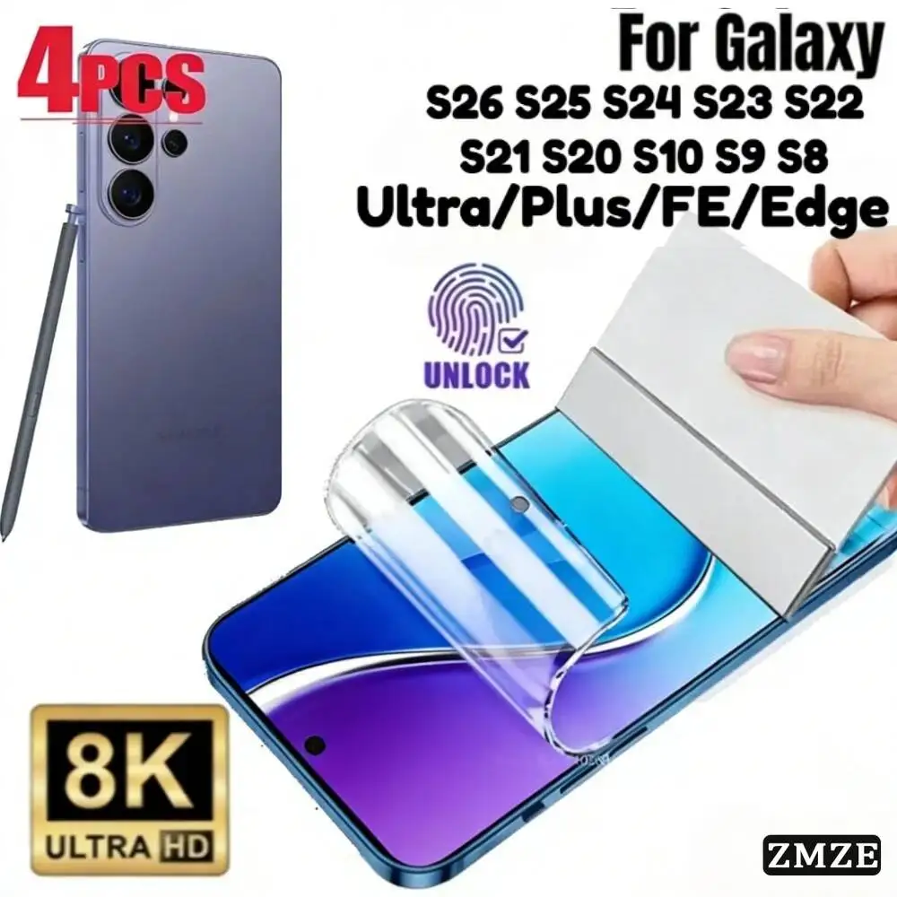 4Pcs High-Definition Hydrogel Film For Samsung Galaxy S26+ S26 Ultra S25 S24 S23 S22 S21 Plus/Ultra/FE/Edge Screen Protector
4Pcs High-Definition Hydrogel Film For Samsung Galaxy S26+ S26 Ultra S25 S24 S23 S22 S21 Plus/Ultra/FE/Edge Screen Protector