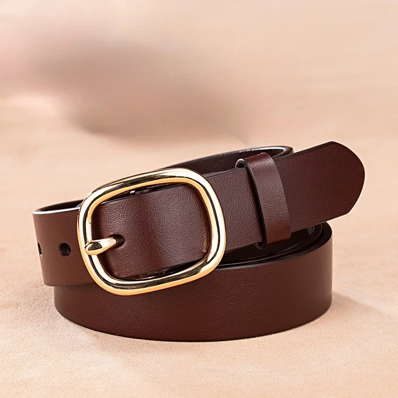 Girls' first-layer cowhide belt, versatile simple stainless steel round buckle thin belt, women's leather decorative belt
Girls' first-layer cowhide belt, versatile simple stainless steel round buckle thin belt, women's leather decorative belt