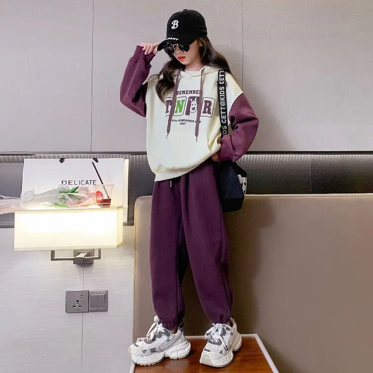 Girls Autumn And Winter Slim Loose Cuhk Children's Hoodie Two-piece Set Round Neck Hooded Fashion Sport Wear Clotning Set
Girls Autumn And Winter Slim Loose Cuhk Children's Hoodie Two-piece Set Round Neck Hooded Fashion Sport Wear Clotning Set