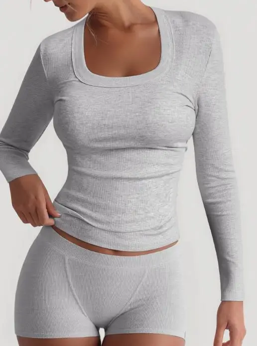 Summer Sports Shorts Set O-Neck Long Sleeved Knitted Short Top High Waist Tight Shorts Casual Sports Shorts Set Yoga Pants Set
Summer Sports Shorts Set O-Neck Long Sleeved Knitted Short Top High Waist Tight Shorts Casual Sports Shorts Set Yoga Pants Set
