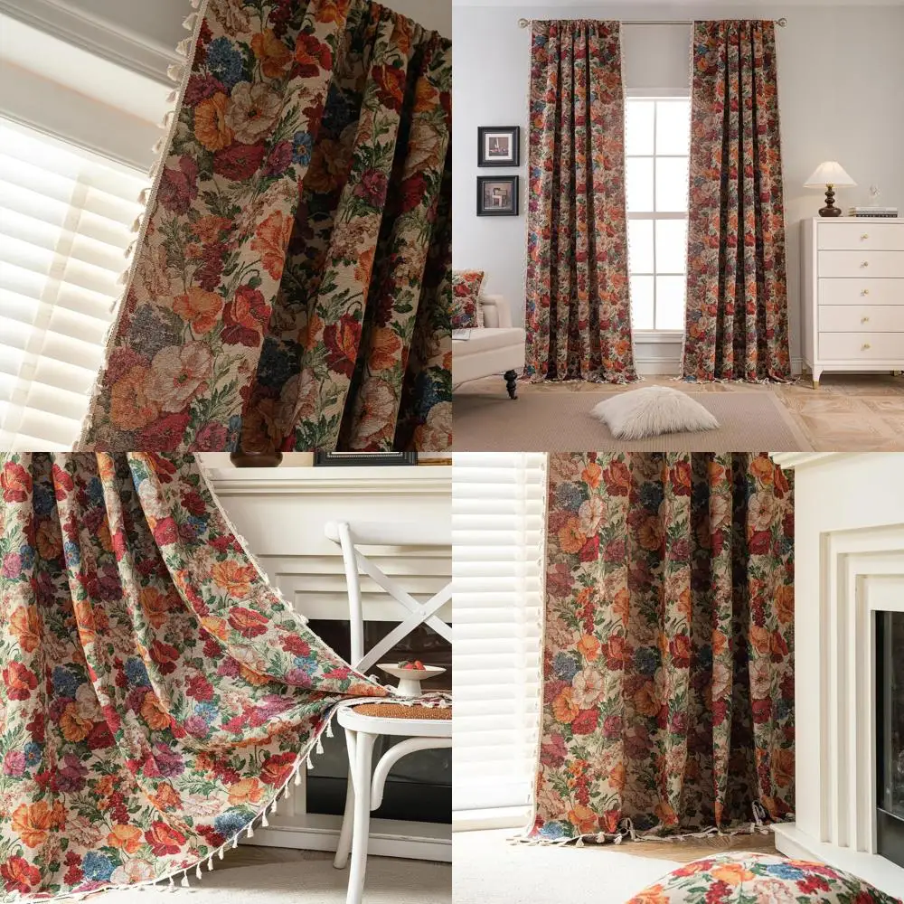 96 Semi-Sheer Floral Curtains with Rod Pocket, 2-Panel Set for Bedroom, Farmhouse Style with Tassel & Botanical Pattern
96 Semi-Sheer Floral Curtains with Rod Pocket, 2-Panel Set for Bedroom, Farmhouse Style with Tassel & Botanical Pattern