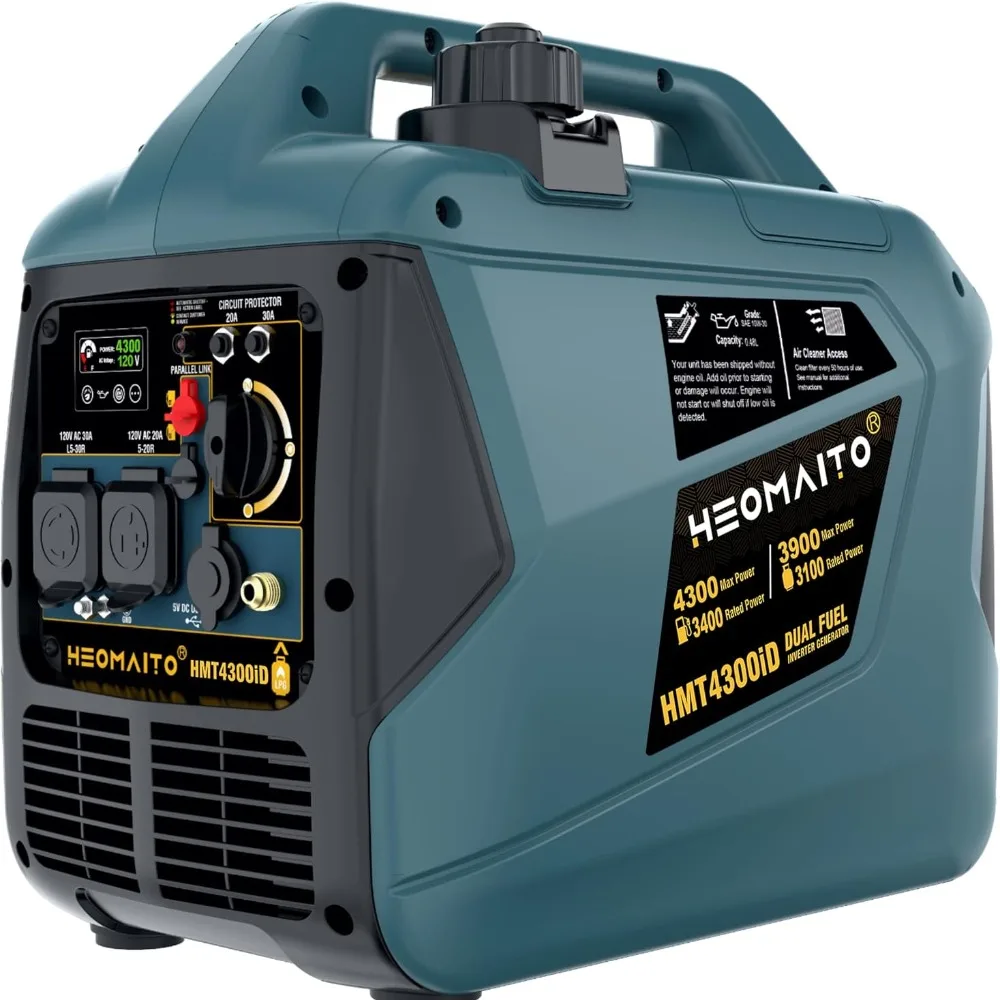 Dual Fuel Portable Inverter Generator 4300W Gas Propane Powered Home Outdoor Portable Generator for Camping Powersmart Generator
Dual Fuel Portable Inverter Generator 4300W Gas Propane Powered Home Outdoor Portable Generator for Camping Powersmart Generator