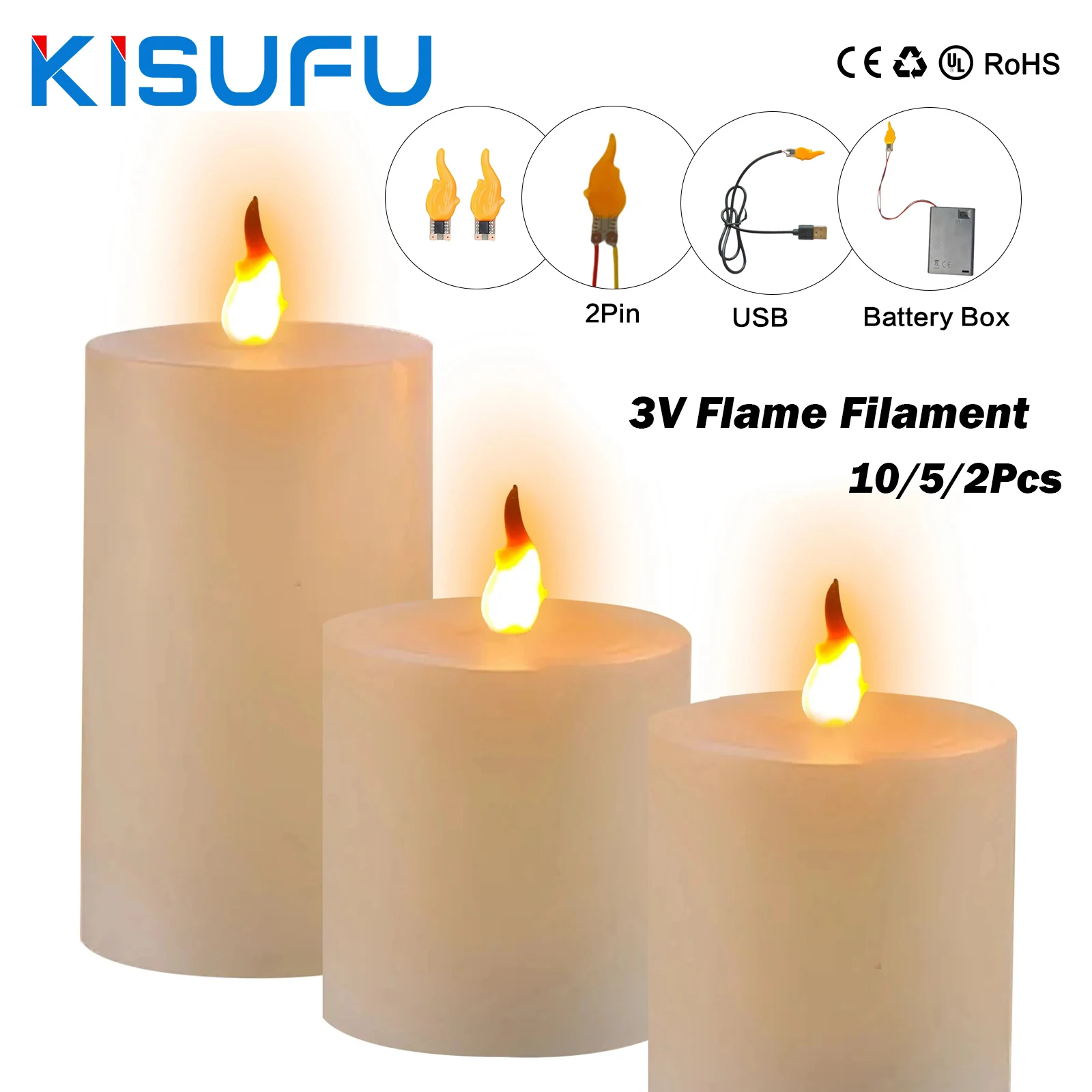 3V LED Flame Filament Cob for Candles Edison Bulb Flashlight 2200K LED Filament Diode With Battery Box/USB/2Pin Wire 10/5/2Pcs
3V LED Flame Filament Cob for Candles Edison Bulb Flashlight 2200K LED Filament Diode With Battery Box/USB/2Pin Wire 10/5/2Pcs