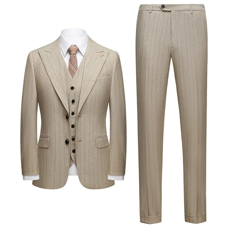 Lansboter Gray Men Suit Classic Stripe Suit 3 Piece Elegant Business Suit Two Button Wedding Prom Tuxedo Jacket Vest With Pants
Lansboter Gray Men Suit Classic Stripe Suit 3 Piece Elegant Business Suit Two Button Wedding Prom Tuxedo Jacket Vest With Pants
