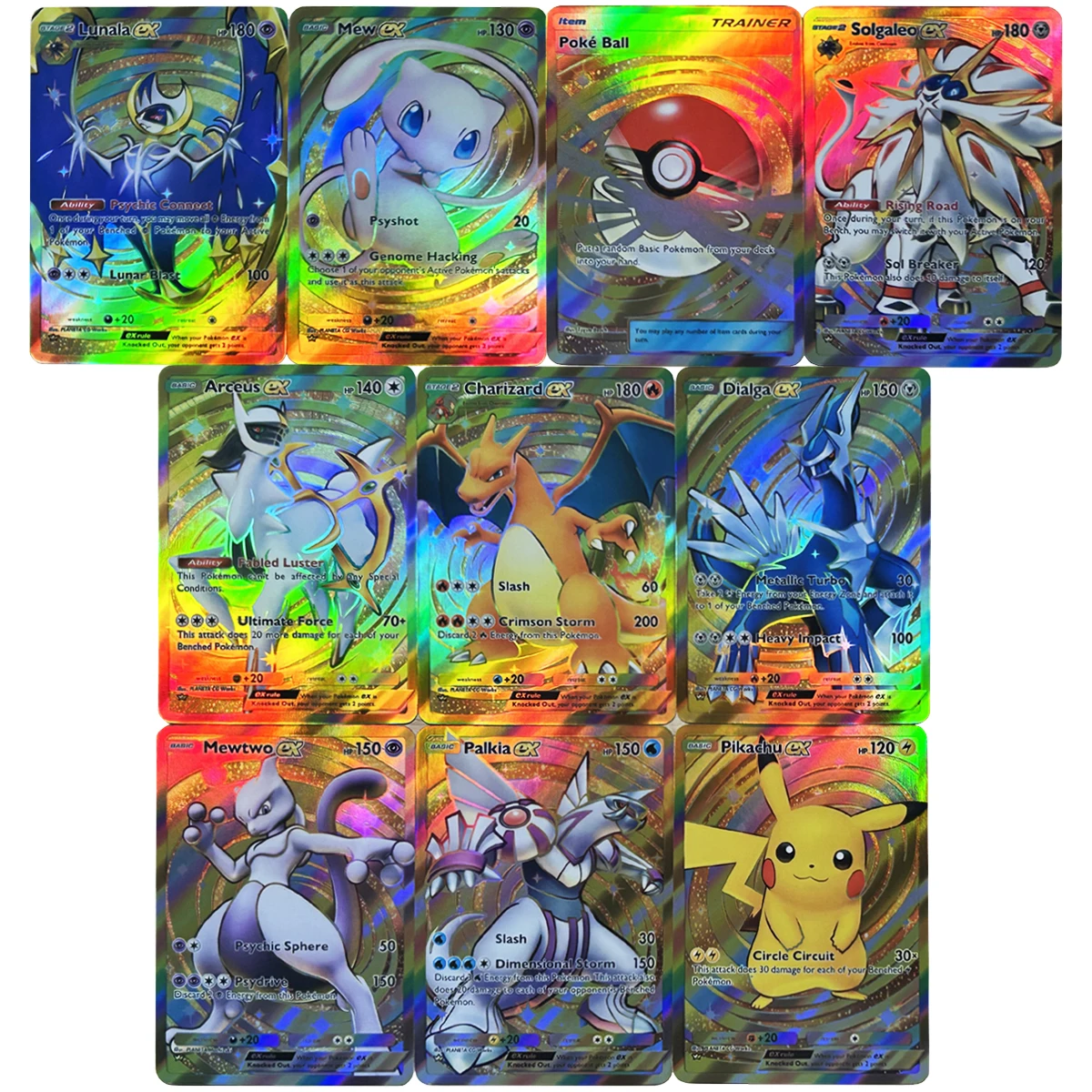 10Pcs/set PTCG Mew Charizard EX English Refraction Color Flash Card Mewtwo Arceus Classic Anime Collection Card Gift Toy
10Pcs/set PTCG Mew Charizard EX English Refraction Color Flash Card Mewtwo Arceus Classic Anime Collection Card Gift Toy