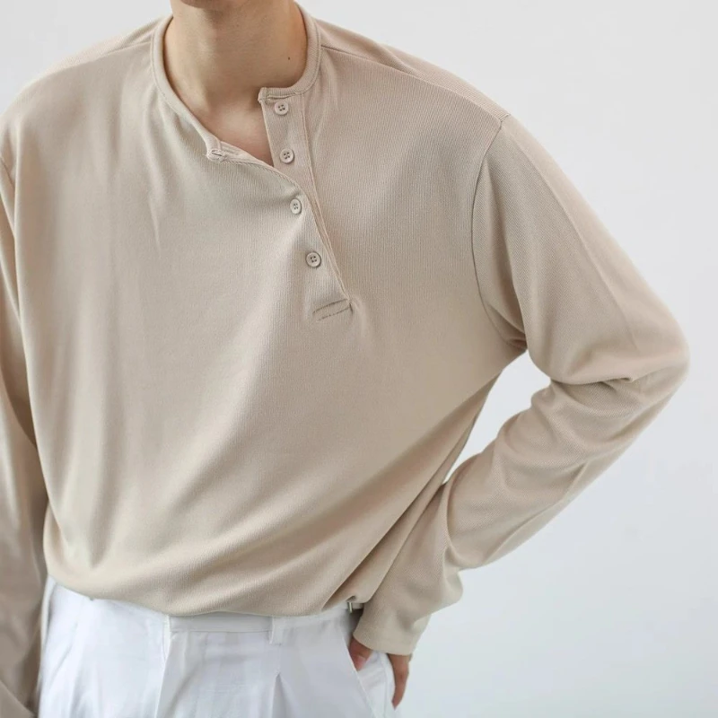 Korean Version Simple Cold Style Neckline Slanted Button Long Sleeve T-shirt Men's Spring Autumn Thin Style Ins Round Neck Top
Korean Version Simple Cold Style Neckline Slanted Button Long Sleeve T-shirt Men's Spring Autumn Thin Style Ins Round Neck Top