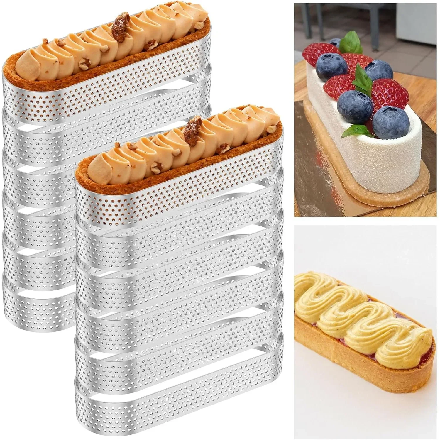 12PCS Oval Perforated Tart Ring Mold Stainless Steel Nonstick Cake Mousse Ring Pastry Mould for Baking Cheesecake Muffin Dessert
12PCS Oval Perforated Tart Ring Mold Stainless Steel Nonstick Cake Mousse Ring Pastry Mould for Baking Cheesecake Muffin Dessert