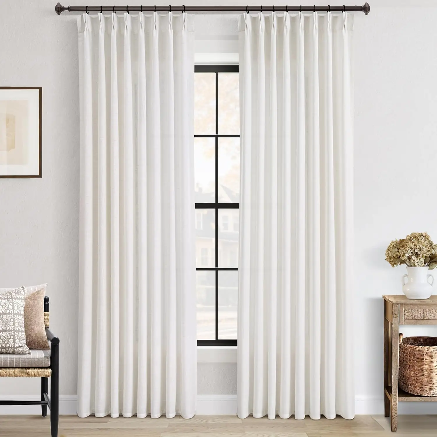 Pleated Linen Curtains 92 inch Long for Living Room Light Filtering Semi Sheer Panels 2 Pack Cream
Pleated Linen Curtains 92 inch Long for Living Room Light Filtering Semi Sheer Panels 2 Pack Cream