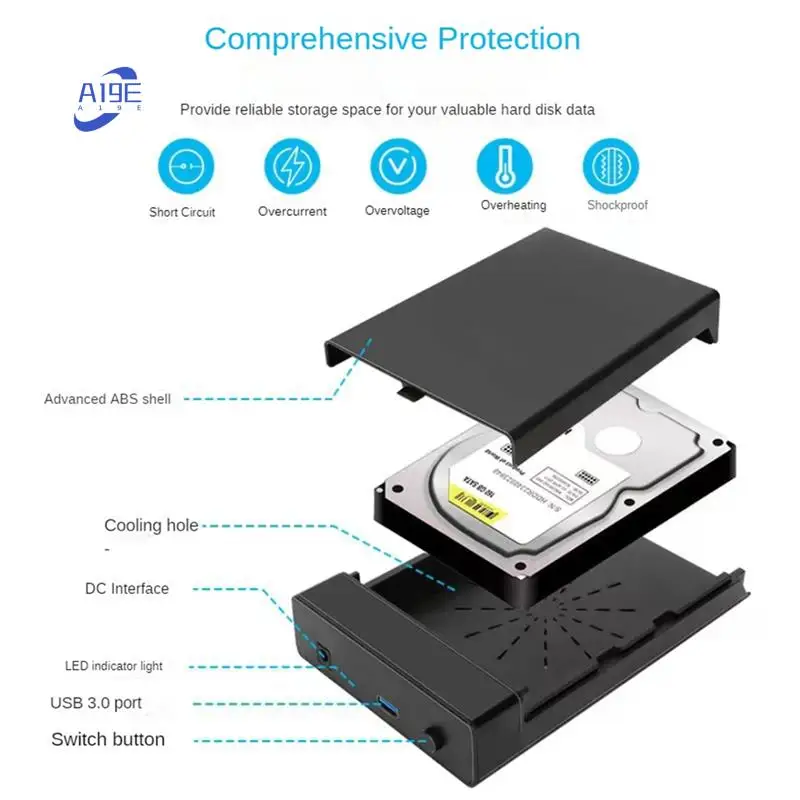 A19E-корпус для внешнего жесткого диска 2,5/3,5-дюймовый SSD-корпус для внешнего жесткого диска SATA-USB 3.0, адаптер для жесткого диска
A19E-корпус для внешнего жесткого диска 2,5/3,5-дюймовый SSD-корпус для внешнего жесткого диска SATA-USB 3.0, адаптер для жесткого диска