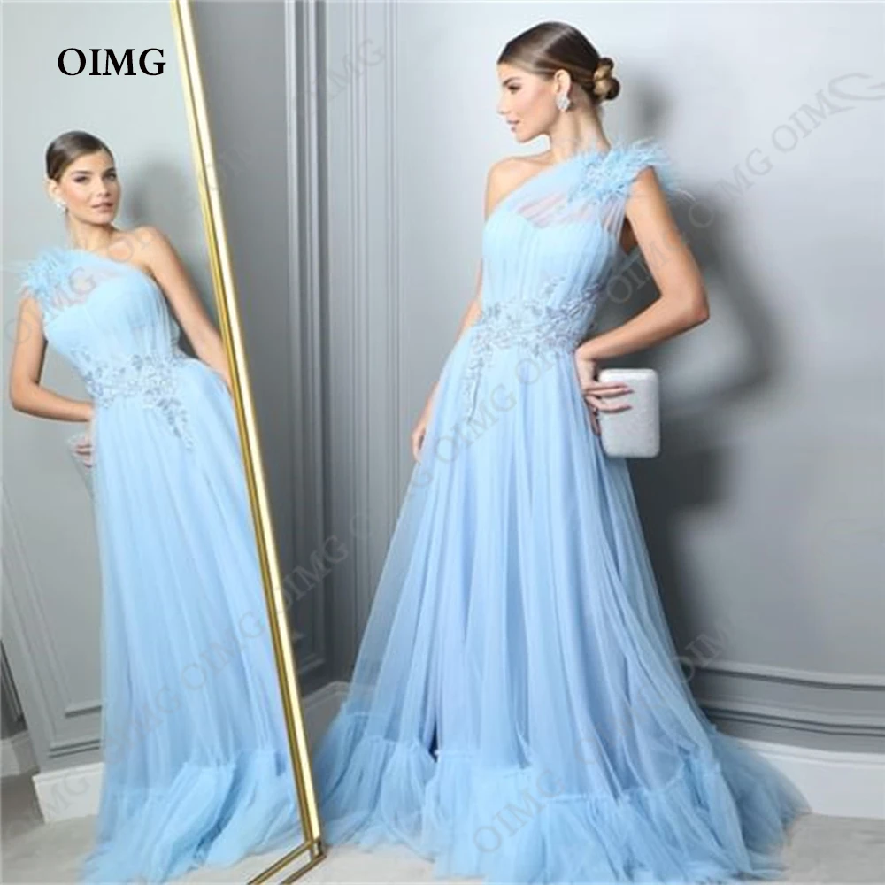 OIMG Sky Blue One Shoulder Prom Dresses A-Line Appliques Graduation Evening Party Gowns Tulle 15 Year Old Quinceanera Dress
OIMG Sky Blue One Shoulder Prom Dresses A-Line Appliques Graduation Evening Party Gowns Tulle 15 Year Old Quinceanera Dress