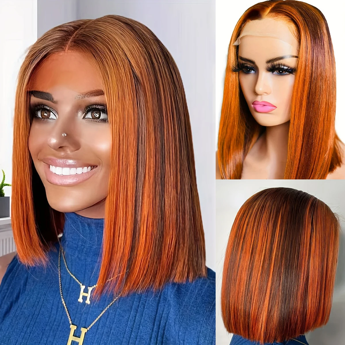 Highlight Ginger Orange Straight Bob Cut Wigs Human Hair 13x4 Lace Frontal Wigs For Women 10-14 Inch
Highlight Ginger Orange Straight Bob Cut Wigs Human Hair 13x4 Lace Frontal Wigs For Women 10-14 Inch