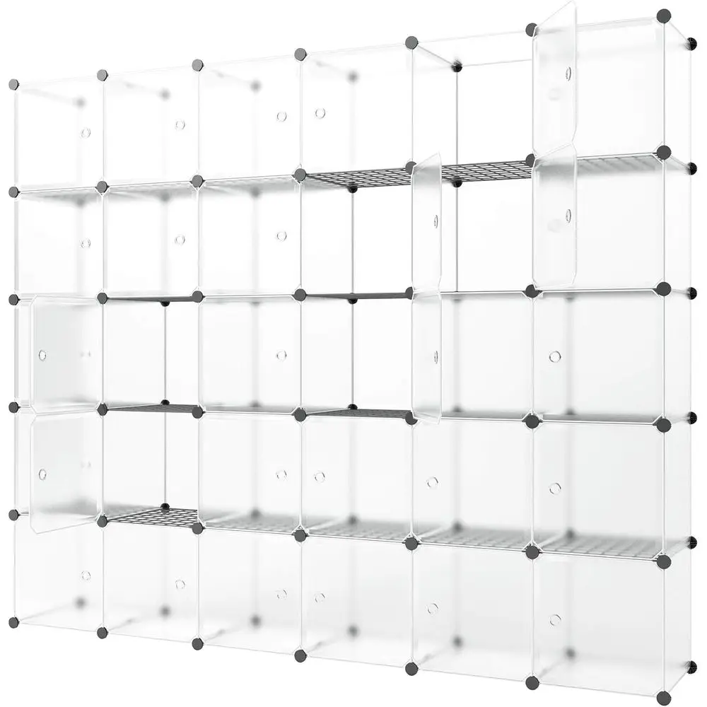 Portable Storage Cube Organizer, Clear White, 30 Cubes, Room & Clothes Storage, Book & Toy Organizer Cabinet
Portable Storage Cube Organizer, Clear White, 30 Cubes, Room & Clothes Storage, Book & Toy Organizer Cabinet