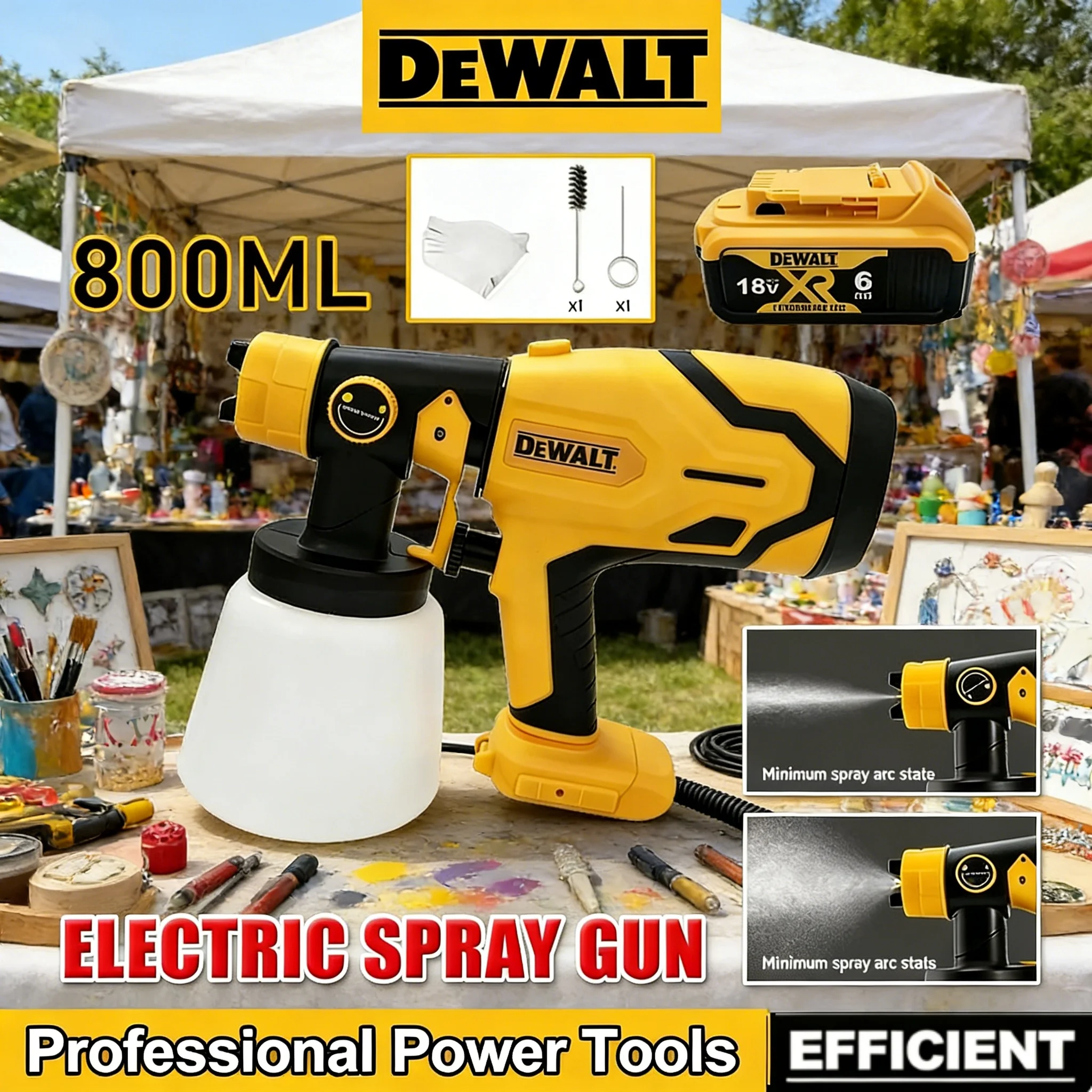 Портативный беспроводной распылитель краски DEWALT 800 мл, мощный пистолет для покраски автомобилей и мебели, совместим с аккумуляторами DEWALT
Портативный беспроводной распылитель краски DEWALT 800 мл, мощный пистолет для покраски автомобилей и мебели, совместим с аккумуляторами DEWALT
