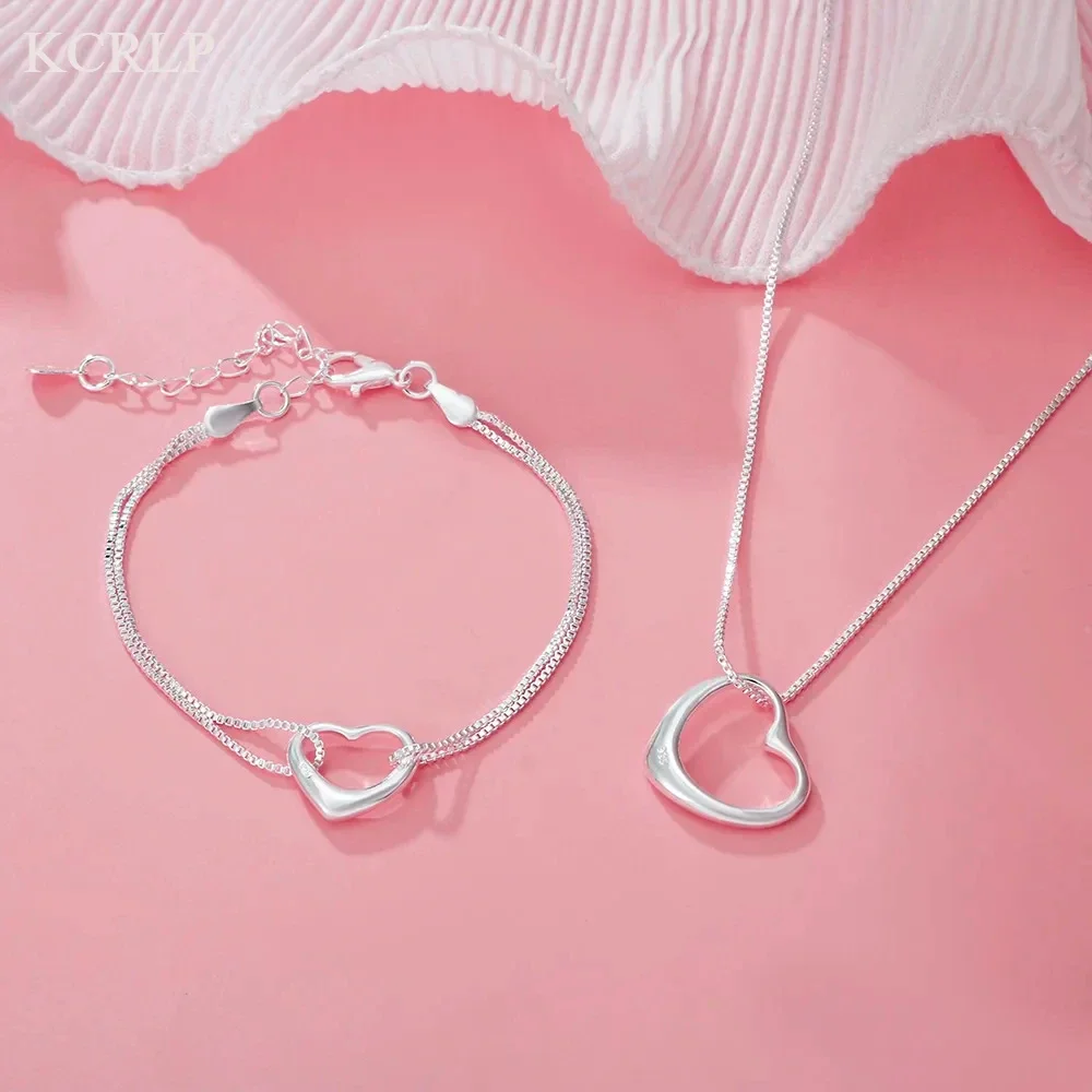 Cute 925 Sterling Silver Heart Bracelets Necklaces for Women Lady Fine Designer Wedding Engagement Sets Christmas Gift
Cute 925 Sterling Silver Heart Bracelets Necklaces for Women Lady Fine Designer Wedding Engagement Sets Christmas Gift