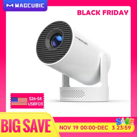 Magcubic HY300 Pro + Proiettore 4K 720P Con Altoparlante 5W Android 11 8000 Lumen WiFi 6 BT5.4 Proiettore Home Theater Video Esterno