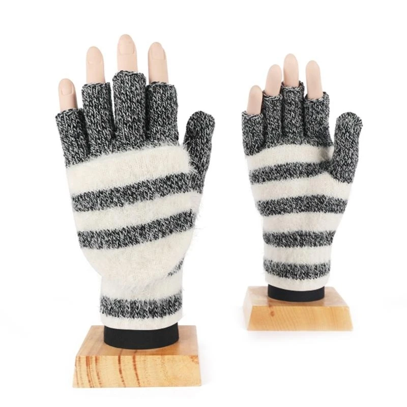 652F Plush Knitted Gloves Stretchy Gloves with Top Striped Fingerless Gloves
652F Plush Knitted Gloves Stretchy Gloves with Top Striped Fingerless Gloves