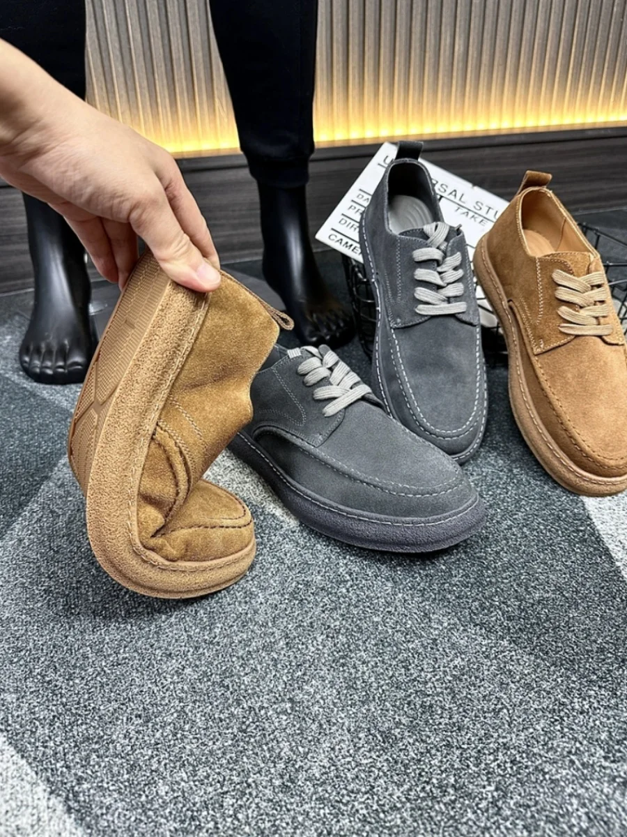 Genuine Leather Cow Suede Men's Fashionable Versatile Anti-slip Soft Bottom Lace-up Casual Shoes Trendy British Retro Style
Genuine Leather Cow Suede Men's Fashionable Versatile Anti-slip Soft Bottom Lace-up Casual Shoes Trendy British Retro Style