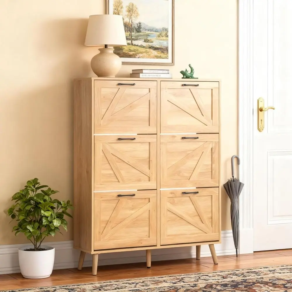 6 lip Der Shoe Cabinet or Entryway, Rustic Shoe Storage Cabinet with 5 Solid Wood Legs, armhouse Barn Door Design Shoe Organizer
6 lip Der Shoe Cabinet or Entryway, Rustic Shoe Storage Cabinet with 5 Solid Wood Legs, armhouse Barn Door Design Shoe Organizer