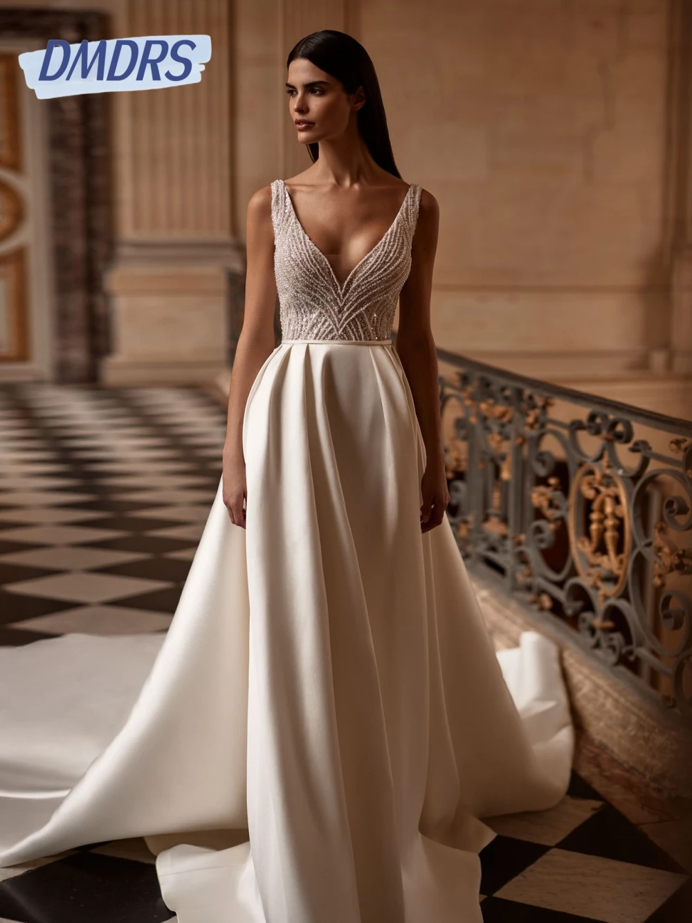 Delicate A-line Satin Wedding Dresses No Veil Romantic Pearls Dress For Bride Elegant V-neck Bridal Gown Vestido De Novia
Delicate A-line Satin Wedding Dresses No Veil Romantic Pearls Dress For Bride Elegant V-neck Bridal Gown Vestido De Novia